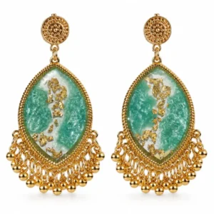 Golden aqua jhumka