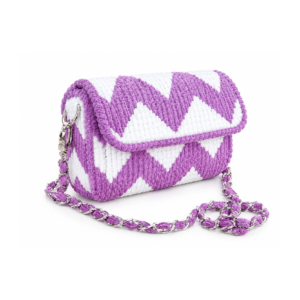 Purple Zigzag Crochet Clutch Bag